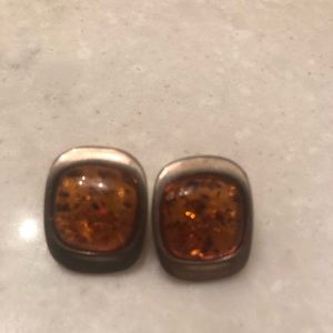 Sterling silver earrings with amber stone
